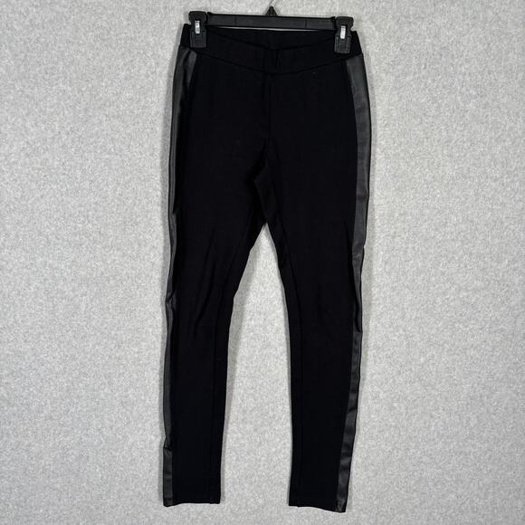 RD Style Pants - RD Style Leggings Womens Small Black Knit Faux Leather Trim Tuxedo Thick‎ Witchy